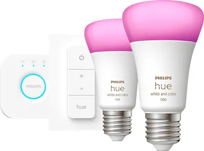 Produktbild von Philips Hue White&Col. Amb. E27 2ks štartovacia sada biela 0MB žiarovka