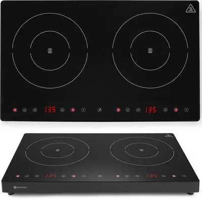 Zdjęcie produktu dla Hendi Kitchen Line, Czarny, Blat, 60 cm, Płyta indukcyjna strefowa, Szkło ceramiczne, 2 stref(y)