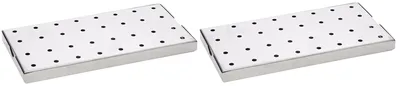 2er-Set Edelstahl-Barmatte, perforiert, 30x15 cm, Abtropfgitter