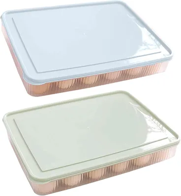 Produktbild von Plastik Eierhalter Box, 2 Stück, Stapelbare Eierhalter für 24 Eier, Mit Deckel, Für Kühlschrank