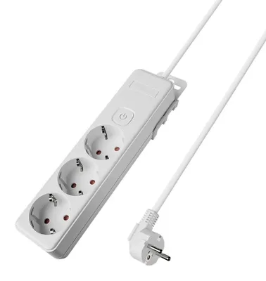 Produktbild von Braytron Mehrfachsteckdose 3-fach mit 5 m Kabel und beleuchtetem Ein-/Ausschalter, 3680W, Kindersicherung, Steckdosenleiste mit Clip-System