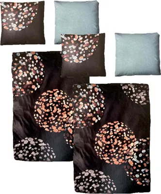 Produktbild von Baumwolle Satin Bettwäsche Punkte Schwarz Bunt 135x200 80x80cm: 4 tlg.