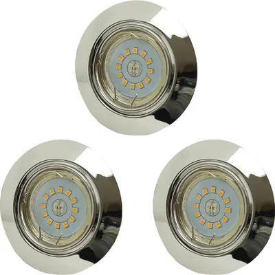 Produktbild von 3 x LED Einbauleuchte chrom schwenkbar rund Flur-Büro-Decken-Lampe