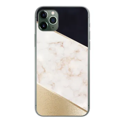 Produktbild von MuchoWow® Handyhülle Schutzhülle Hülle für iPhone 11 Pro Max Marmor - Gold - Rosa Silikon Softcase Handy Hülle - Schutz