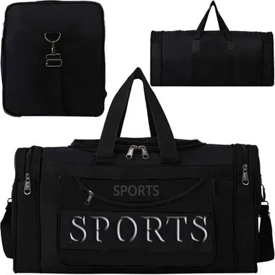 Produktbild von Sporttasche Sport Tasche Fitness 50 cm Reisetasche Fitnesstasche Gym Umhängetasche Arbeitstasche Damen Herren Jungen Mädchen Schwarz Retoo