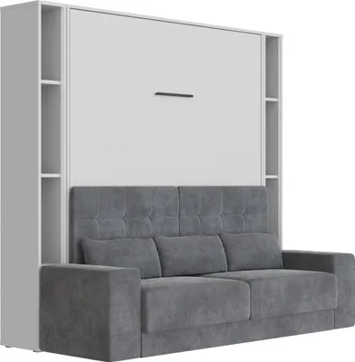 Produktbild von Schrankbett Set mit Sofa M1 180x200 + 2 Standregale inkl.LED  Perlgrau