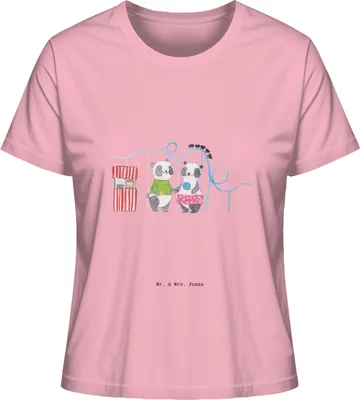 Produktbild von Mr. & Mrs. Panda Baumwoll T-Shirt Damen Pandas Freizeitpark besuchen Größe XL - Baumwolle Pink - Geschenk, Shirt Mit Spruch, Achterbahn fahren, Kurzarmshirt, Basic