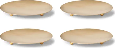 Produktbild von Novaliv 4er-Set Kerzenteller Dekoteller GOLD 3 Füße Durchmesser 12cm Adventskranzkerzenhalter Tischdekoration für Stumpenkerzen Kerzenpin Metall Weihnachten Kerzenhalter Weihnachten
