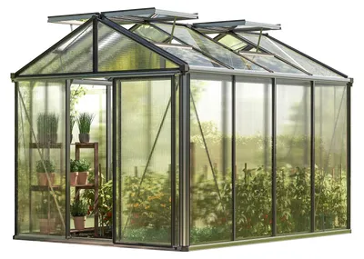 Zdjęcie produktu dla GFP szklarnia Diamas 22 Light 235x311 cm - grube panele poliwęglanowe ok. 12 mm - kolor: aluminium naturalne