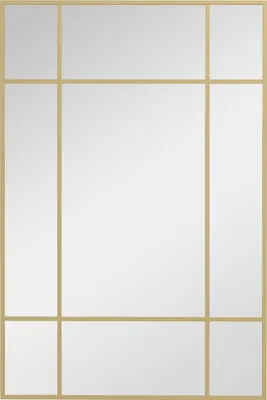 Produktbild von HOMCOM Rechteckiger Wandspiegel, Fensterspiegel, 90 x 60 cm, mit Metallrahmen, dekorativer Spiegel für Wohnzimmer, Schlafzimmer, Eingang, golden