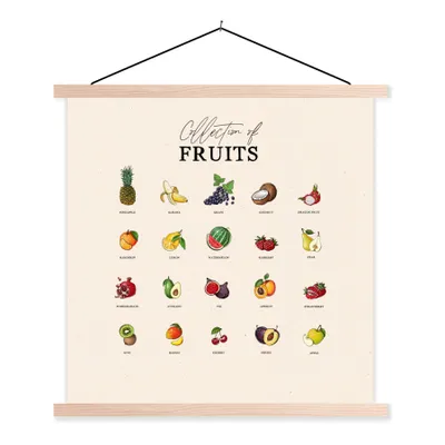 Produktbild von MuchoWow® Textilposter Obst - Lebensmittel - Küche 40x40 cm mit holzfarbenen Rahmen - Posterleiste