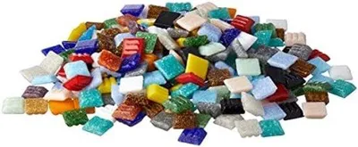 Obrázok produktu pre Zmes farebných sklenených mozaikových kamienkov, 1 x 1 cm, približne 1500 kusov na 1 kg plechu – ideálne na kreatívne tvorenie a dekoráciu interiéru