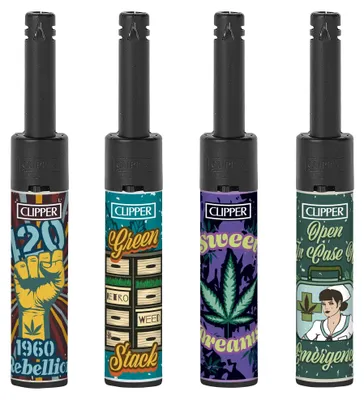 Produktbild von Clipper Stabfeuerzeug MiniTube, 4er Set: Retro Weed