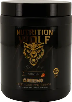 Produktbild von Nutrition Wolf Greens Pulver 300 g, Superfood-Mix mit Spirulina & Antioxidantien - Orange