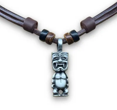 Produktbild von HANA LIMA | Tikikette Polynesisch Surfer Leder Kette Halskette Herren Damen Schmuck