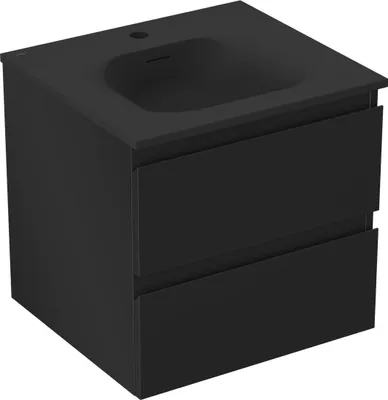 Produktbild von Mexen Orio Badezimmerschrank 50 cm mit Waschbecken Vela, 2 Schubladen, schwarz matt - 91A10-05047-2-BFF71-W23M71
