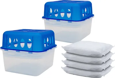 Immagine prodotto di Scatola di granulato per deumidificatori Ultra Fresh - confezione da 2 + 4x sacchetti di ricarica - deumidificatore per ambienti con vaschetta di raccolta