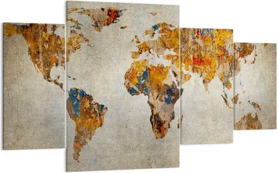 Produktbild von Bild auf Leinwand - Leinwandbild - Welt Karte Kontinente Geographie - 160x90cm - Wand Bild - Wanddeko - Leinwanddruck - Bilder - Kunstdruck - Leinwand bilder - Wandkunst - DL160x90-2783