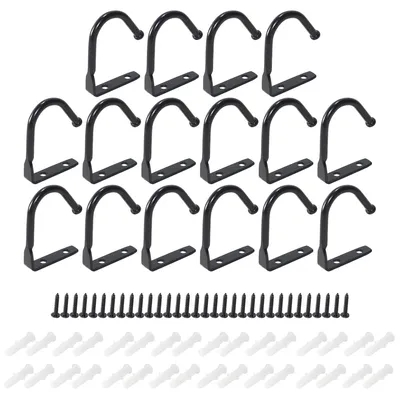16 Kleiderhaken aus schwarzem Eisen, Höhe 5,5 cm
