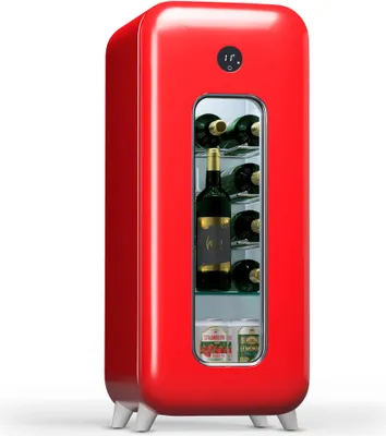 Produktbild von Klarstein Freistehender Weinkühlschrank 1 Zone, Getränkekühlschrank Klein, Kleiner Weinschrank, Wein-Kühlschrank Klein mit Glastür, Indoor/Outdoor Flaschenkühlschrank, Wine Fridge, 15 Flaschen