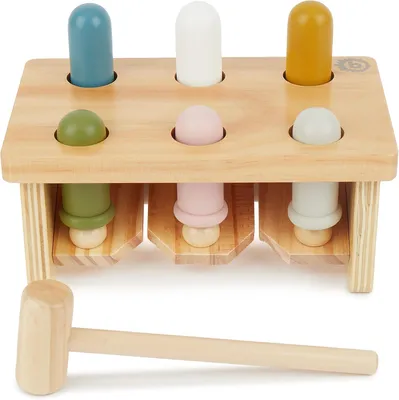 Imagen del producto de Martillo de juguete para bebés a partir de 1 año. Juguete de madera para desarrollar la motricidad. Martillo Montessori. Juguete de madera