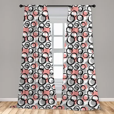 Immagine prodotto di Abakuhaus, tende per finestre, set di 2 pannelli, motivo "Brushstroke Circle", 150 x 225 cm