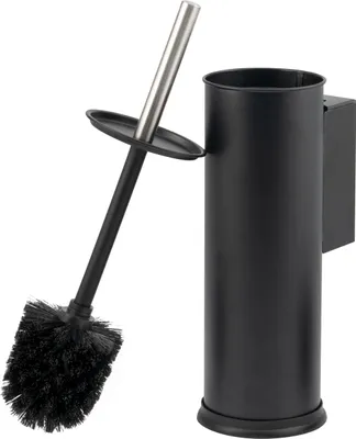 Image de bremermann Garniture WC avec support mural, porte-brosse WC, rond, noir