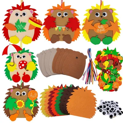 Produktbild von Bastelset Igel Herbst Deko für Kinder 8 Stück Filz mit Zubehör