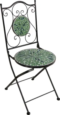 Produktbild von AXI Amélie Bistroset 3-teilig mit Mosaik Design Blätter in Grün | Bistrotisch mit 2 Stühlen | Bistro Gartenmöbel Set für Garten / Balkon / Terrasse | Balkonset / Sitzgruppe