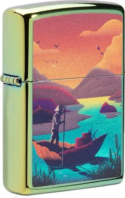Obrázek produktu pro Zippo benzínový zapalovač Leaf Boating – umělecká scéna, ochrana proti větru, doživotní funkčnost