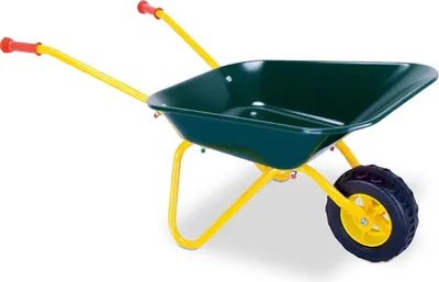 Produktbild von Relaxdays Schubkarre Kinder, rutschfeste Griffe, HxBxT: 43 x 74 x 36 cm, Metall, Kunststoff, Kinder-Scheibtruhe, grün