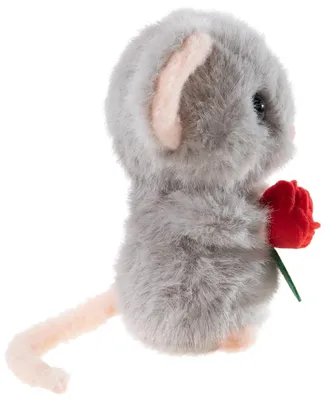Produktbild von Kuscheltier Maus mit Rose 15 cm grau