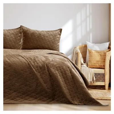 Produktbild von Tagesdecke 260x280 cm in Cappuccino mit Steppung aus Velvet-Samt