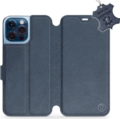 Produktbild von Echtleder Handyhülle für iPhone 13 Pro Max, Mobiwear Leather, Dunkelblau