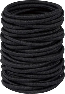 Produktbild von 32 schwarze Haargummis für Damen und Herren, kleine elastische Haarbänder für Pferdeschwänze und Zöpfe