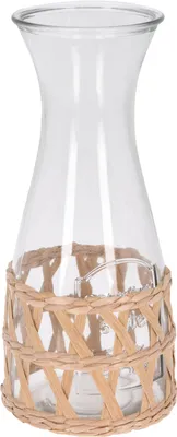 Produktbild von Excellent Houseware Karaffe, Glas/Rattan, 8x25,5 cm, 1,2 l, transparent/braun