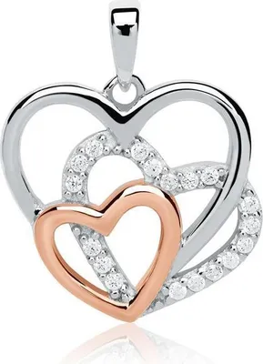 Produktbild von Kettenanhänger Herzchen Bicolor mit Zirkonia SP0874