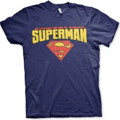 Produktbild von Superman Blockletter Logo T-Shirt - Medium - Navy