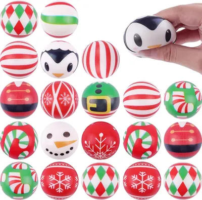 Productafbeelding van Kerstsquishy-stressballen - Set van 20 - Sneeuwpop - Kerstman - Kawaii-squishy - Feestgeschenken