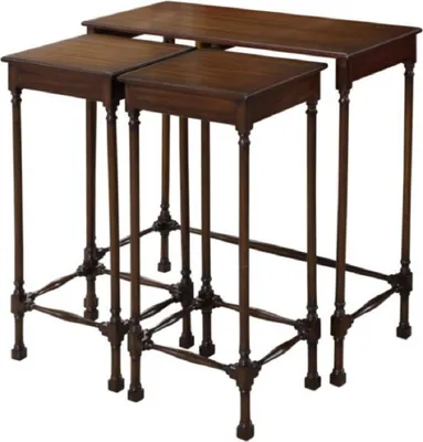 Produktbild von Casa Padrino Luxus Mahagoni Beistelltisch Set Dunkelbraun 67 x 28 x H. 70 cm - Luxus Möbel