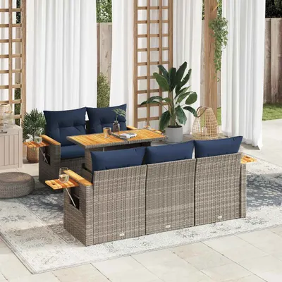 Obrázok produktu pre Maison Exclusive - 6-dielna záhradná sedacia súprava s podložkami polyratan sivá