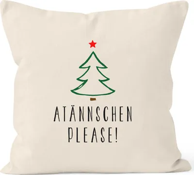 Produktbild von Kissenbezug Atännschen please! Weihnachts-Deko-Kissen Geschenk MoonWorks® natur unisize