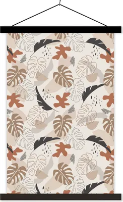 Produktbild von MuchoWow® Textilposter Sommer - Blätter - Pastell 40x60 cm mit schwarzem Rahmen - Wanddekorationen