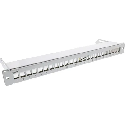 Produktbild von InLine Patchfeld 24-fach, Keystone Leerblech Patchpanel mit Auszug, 19", 1HE, Grau, Rackeinbau, 1U, 165 mm, 520 mm, 60 mm