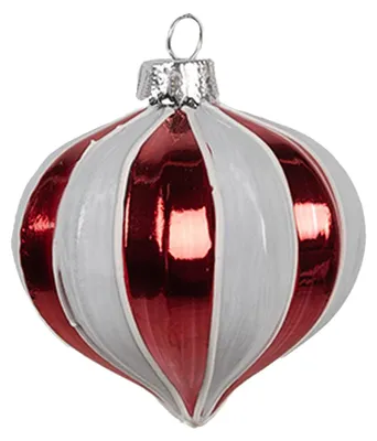 Productafbeelding van Clayre & Eef kerstbal, Ø 8x8 cm, rood-wit, glas