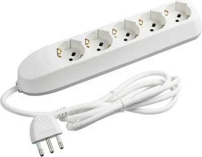 Obrázek produktu pro bticino 3685D, 1,5 m, Vnitřní, Zahnutý, Bílá, 5 AC zásuvky / AC zásuvek, 250 V
