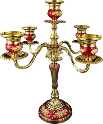 Image de INF Chandelier Vintage en Alliage de Zinc - Centre de Table Décoratif Antique Rouge + or