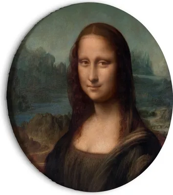 Produktbild von Italienischer Leinwand Rundes Bild - Leonardo Da Vinci - Gioconda - Painted Portrait of the Mona Lisa 60x60 cm Reproduktionen l-G-10000-bc-a