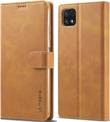 Produktbild von Samsung Galaxy A22 5G Hülle, Klapphüllen Brieftasche Leder Magnetverschluss Ständer Schutzhülle für Galaxy A22 5G Gelb