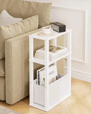 Image de Petite table d'appoint avec espace de rangement et 3 niveaux (blanc)